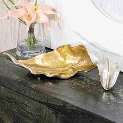 Bandeja en forma de ojo acabado de oro Charola Hoja Dorada
