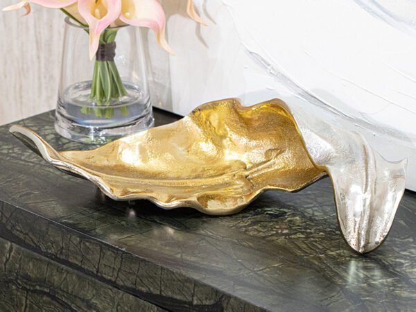 Bandeja en forma de ojo acabado de oro Charola Hoja Dorada